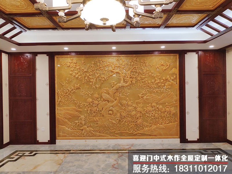 中式木纹板装饰图片